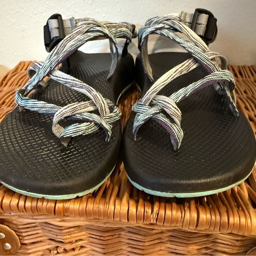 Chaco Strappy Sports Outdoor Sandals Dash Grey Blue Womens Sz 9 Comfort Hiking - Picture 3 of 8